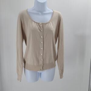 Luxe the Limited women's Silk cardigan sweater size Large Beige Office Chic